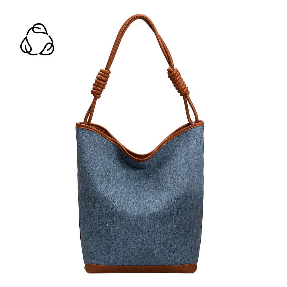 Adeline Denim Tan Large Tote Bag