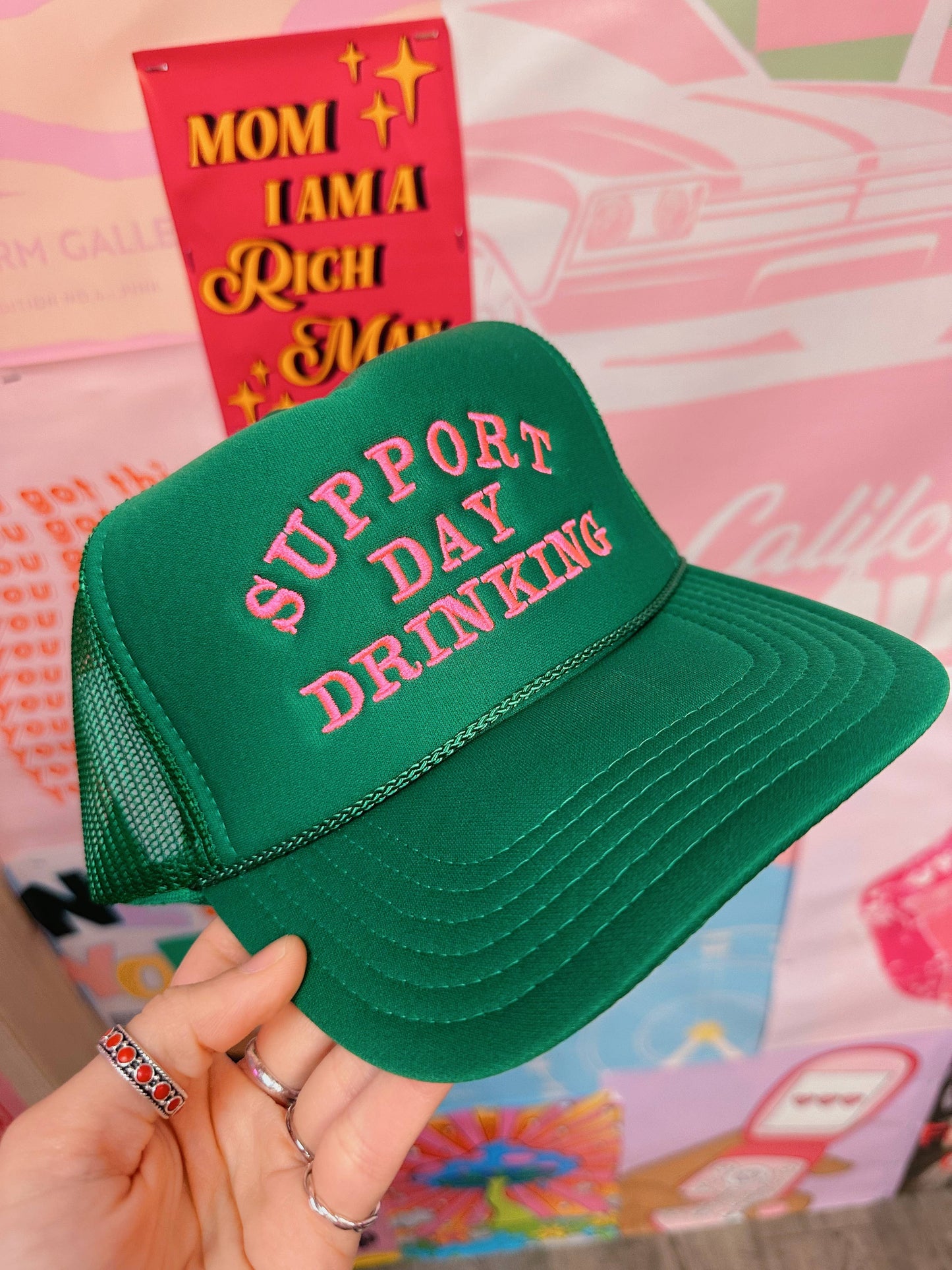 Kelly Green Support Day Drinking Hat Embroidery