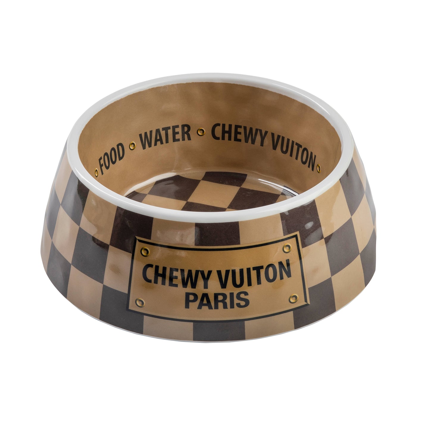 Tan Checker Chewy Vuiton Bowl -