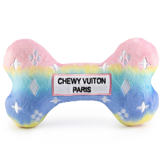 Pink Ombre Chewy Vuiton Bone Squeaker Dog Toy