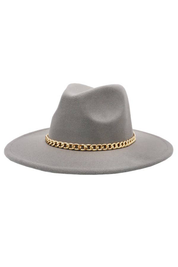 Boho Chic Gold Chain Rancher Felt Hat