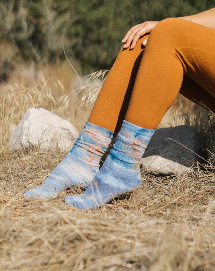 Hand Dyed Organic Cotton Crew Socks: Slate / Small (8-10),