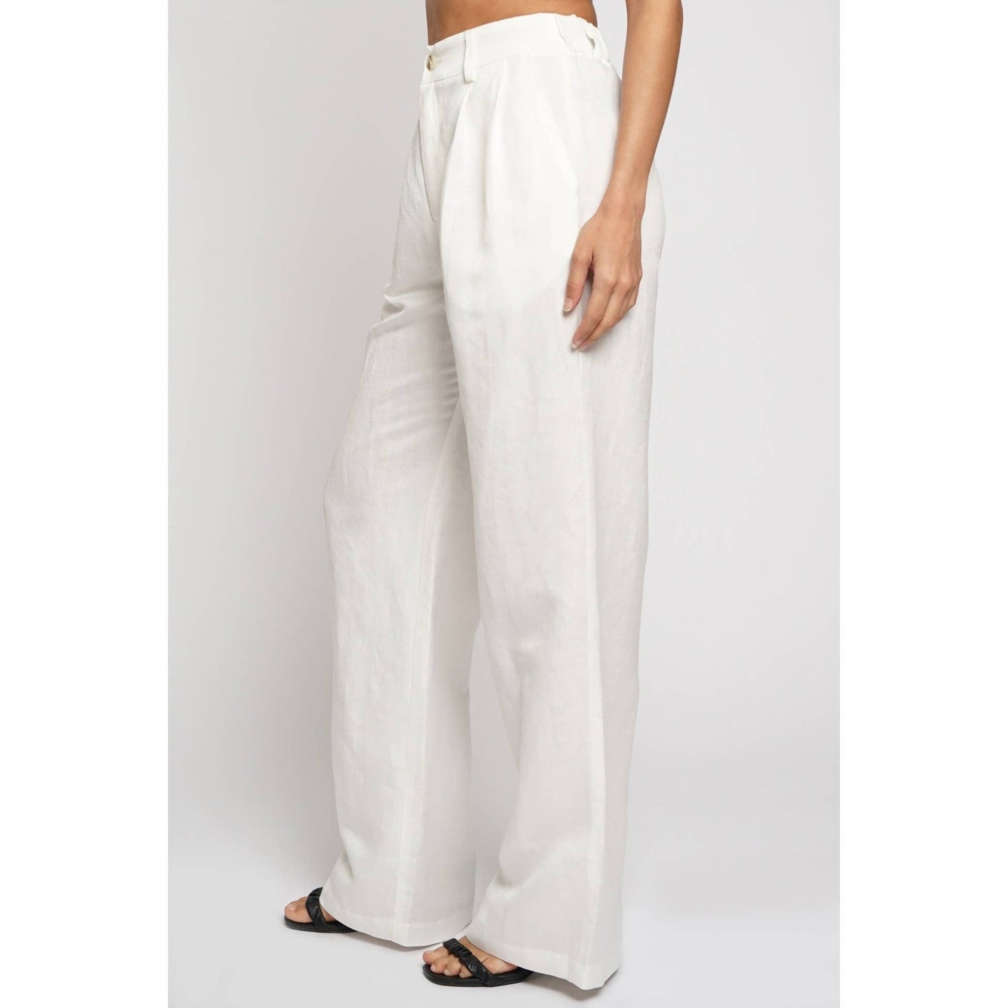 ELASTIC BACK WAISTBAND LINEN TROUSERS