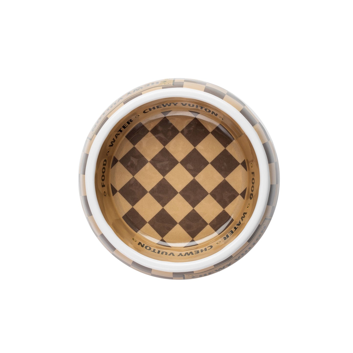 Tan Checker Chewy Vuiton Bowl -