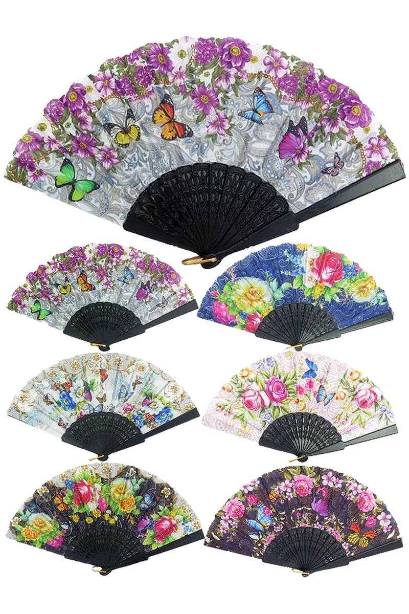 Butterfly Floral Paisley Hand-Held Folding Fan