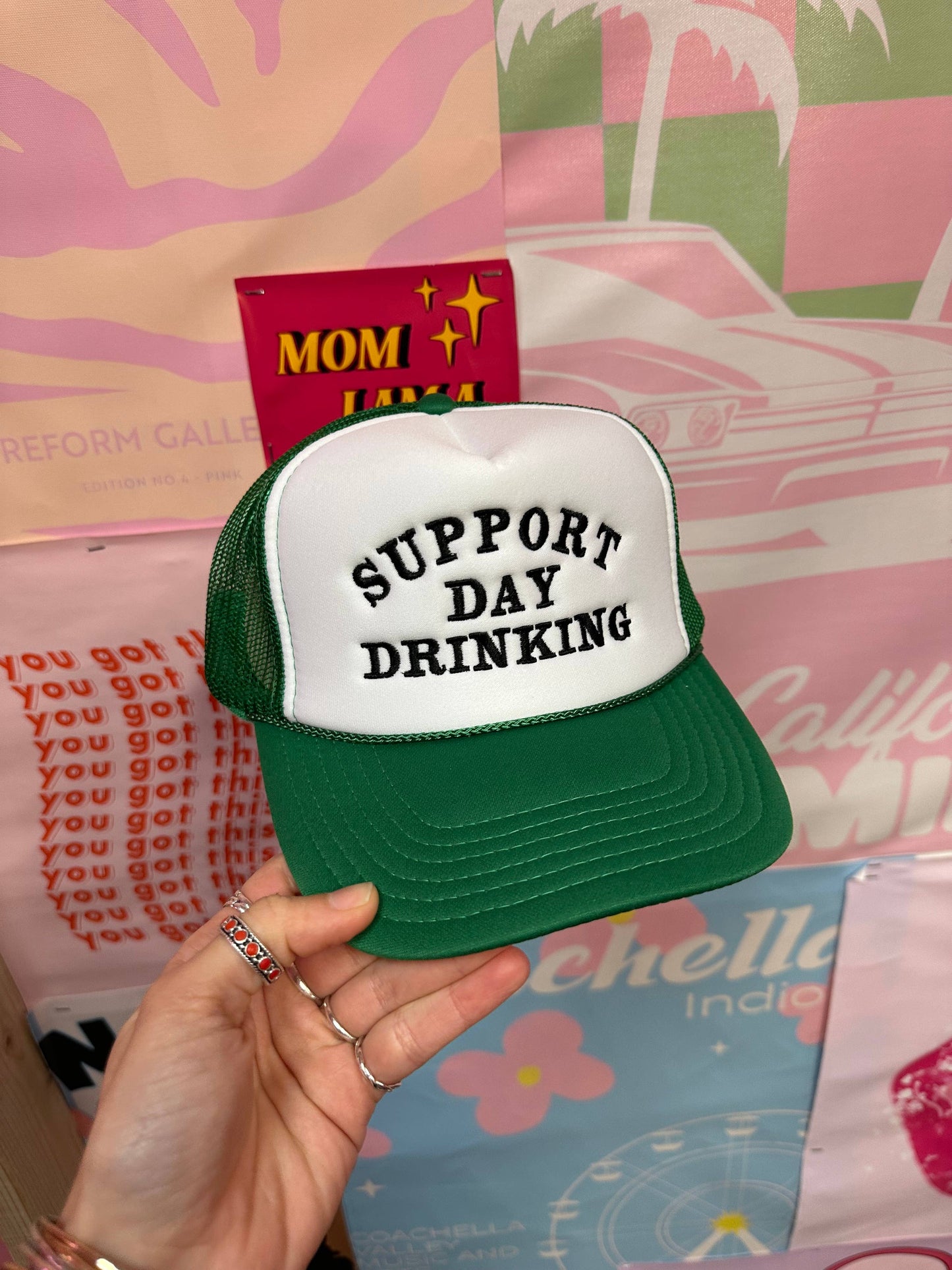 Support Day Drinking Green Tucker Hat