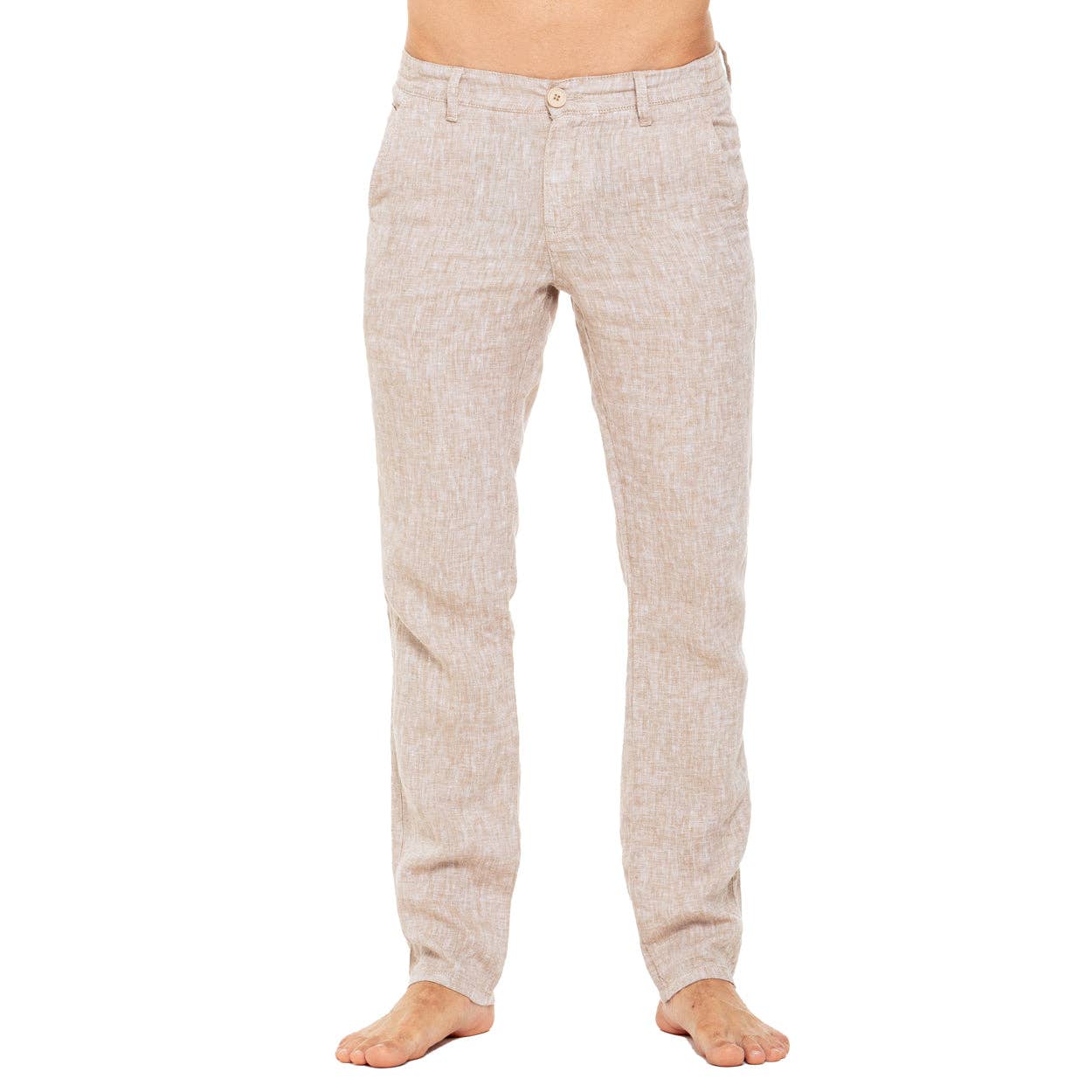 Linen Slim Fit Pants - Beige