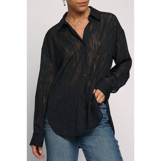 SHEER LUREX BUTTON DOWN SHIRT