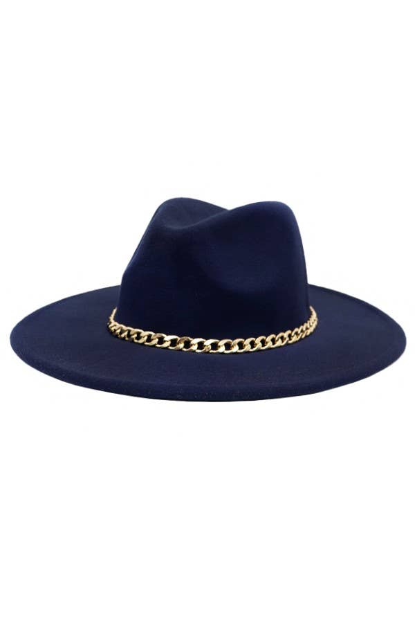 Boho Chic Gold Chain Rancher Felt Hat