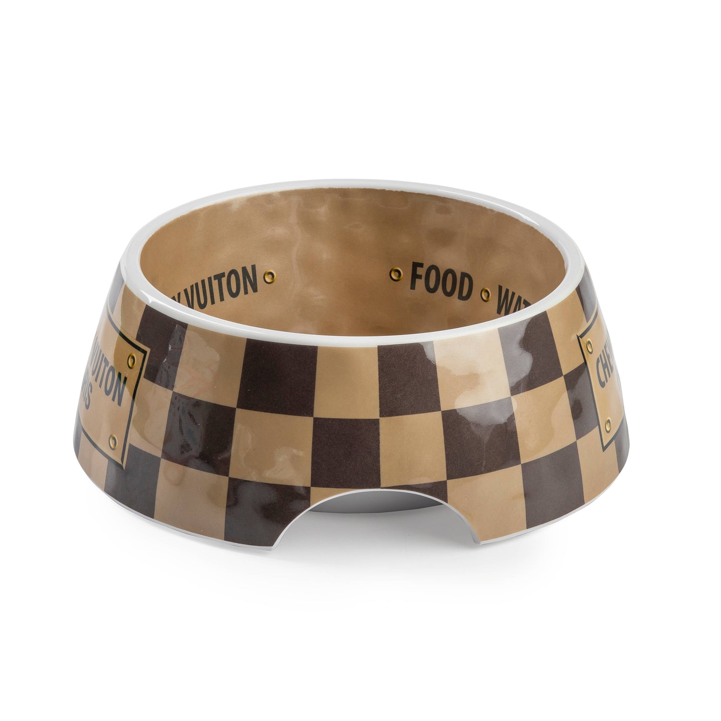 Tan Checker Chewy Vuiton Bowl -