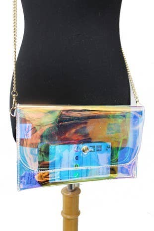 Pouch Iridescent Hologram Clear PVC