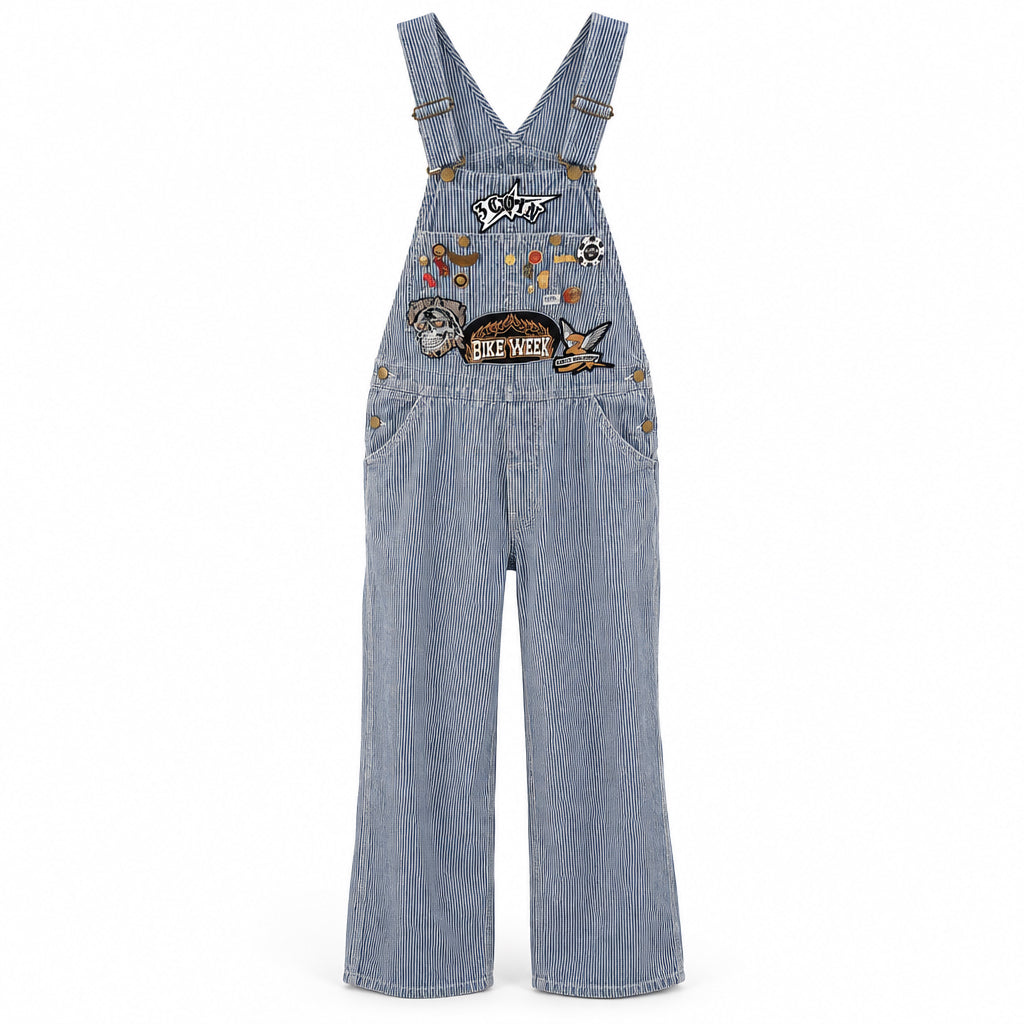 Denim Overalls - Striped Bike Week
