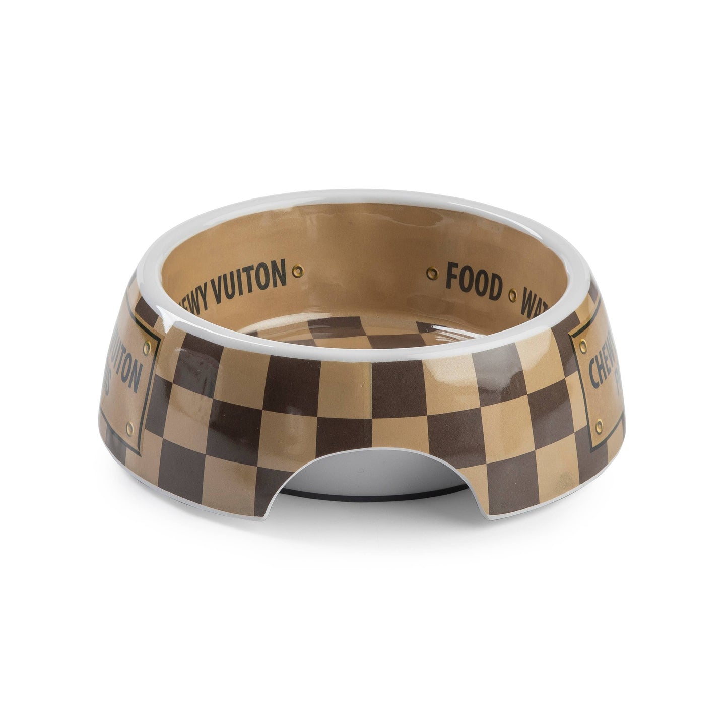 Tan Checker Chewy Vuiton Bowl -