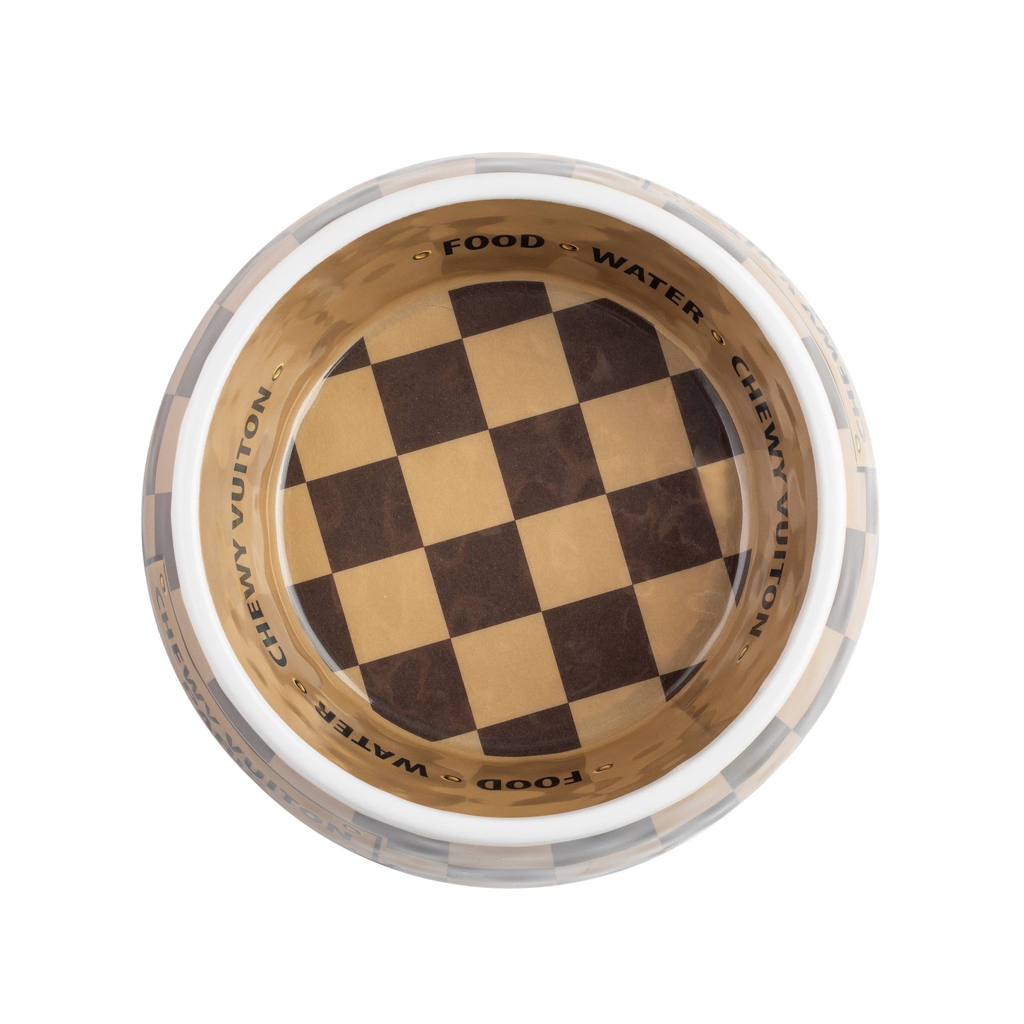 Tan Checker Chewy Vuiton Bowl -