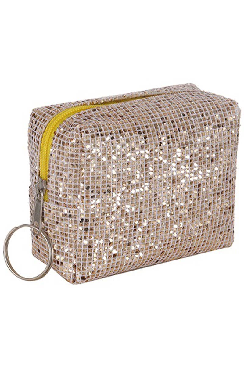 Metallic Bling Glitter Cubic Coin Pouch Bag