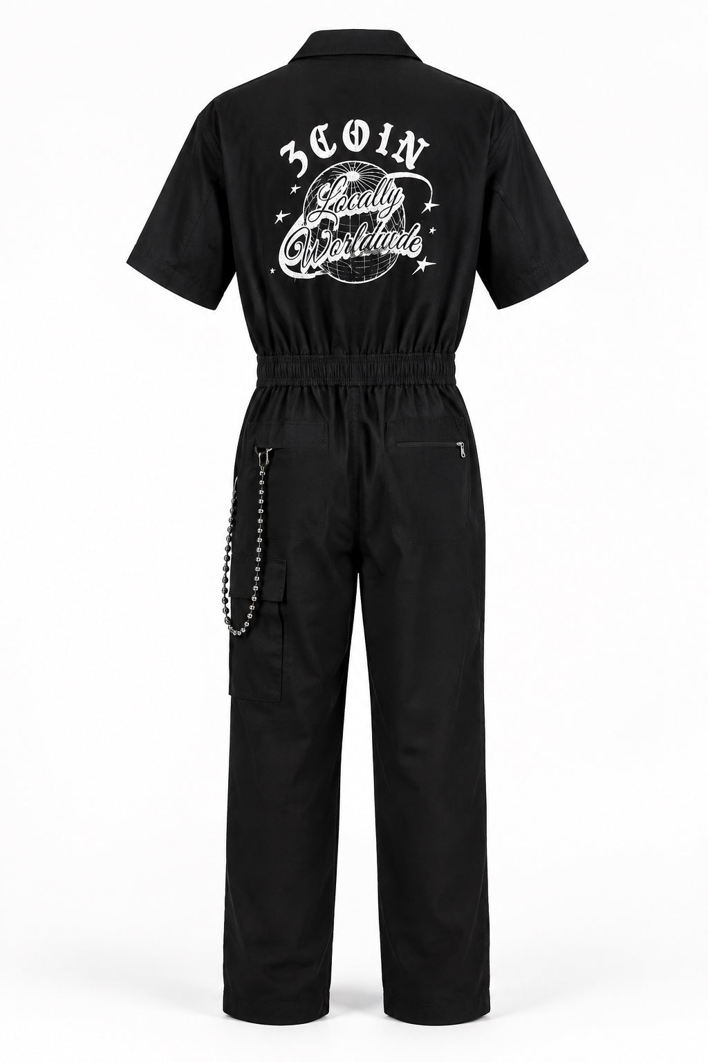 Black Jumpsuit S/S Paint Splatter