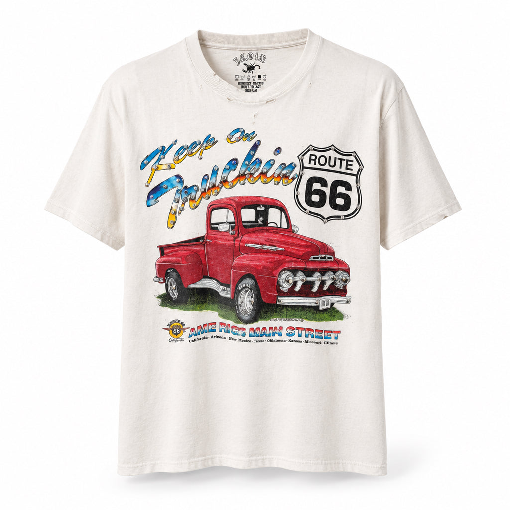 Keep On Truckin’ Rhinestone White T