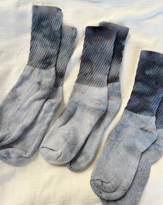 Hand Dyed Organic Cotton Crew Socks: Slate / Small (8-10),
