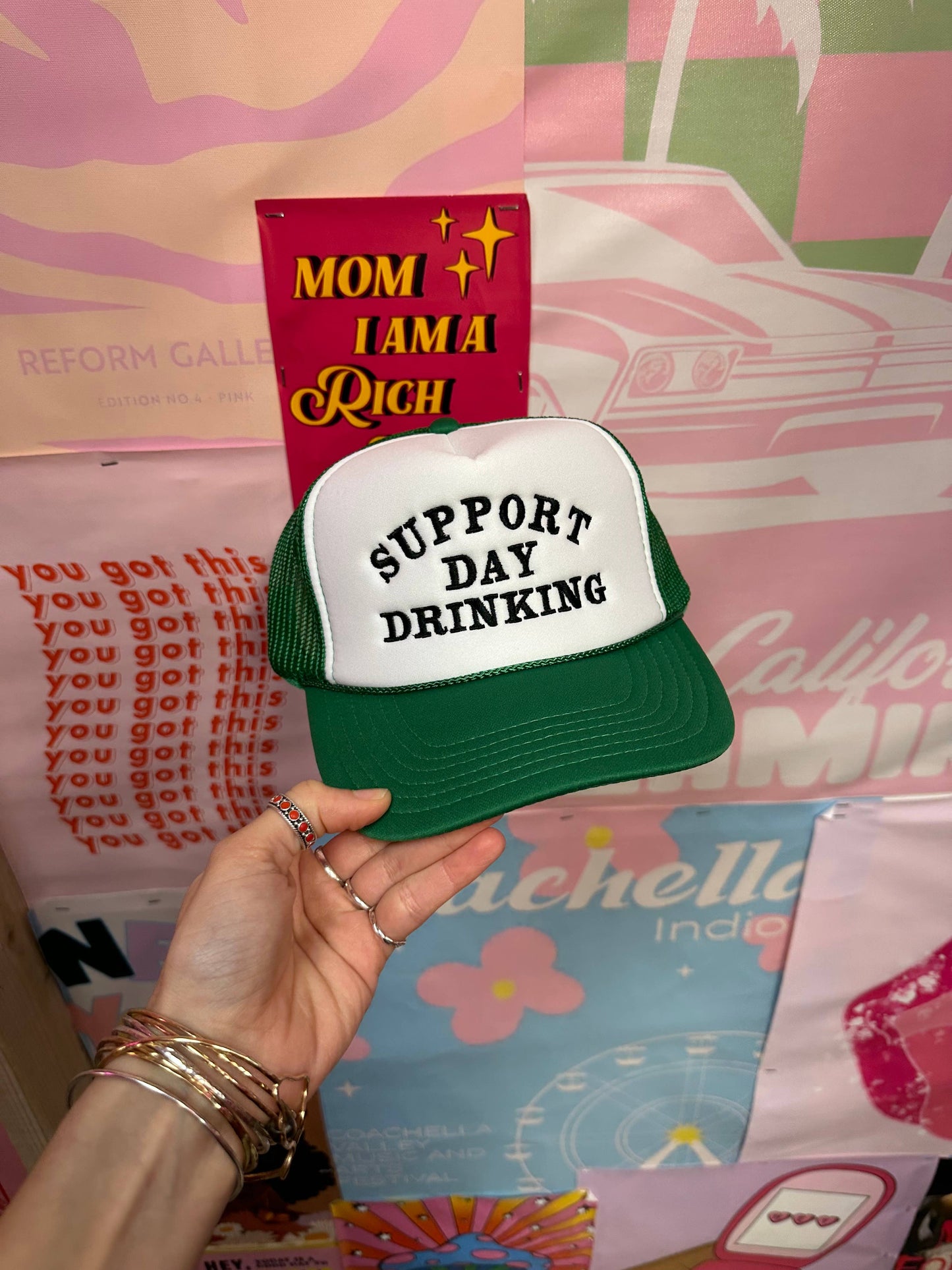 Support Day Drinking Green Tucker Hat