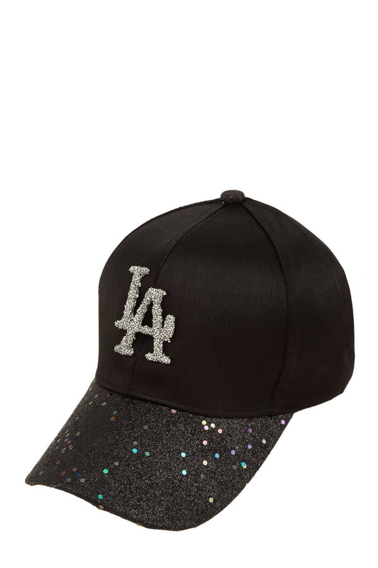 RHINESTONE LA CHARM SPARKLE BASEBALL CAP