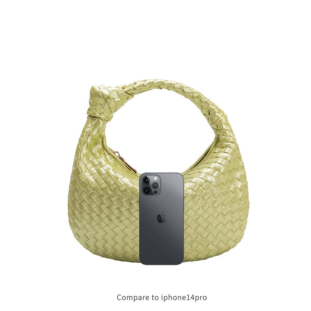 Drew Small Metallic Lime Recycled Vegan Top Handle Bag