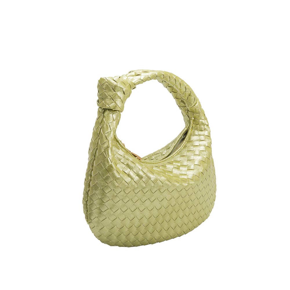 Drew Small Metallic Lime Recycled Vegan Top Handle Bag