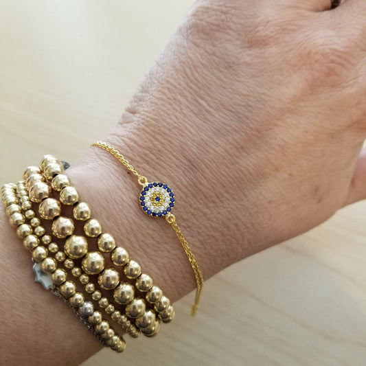 Round Evil Eye Bracelet for Everyday: Gold