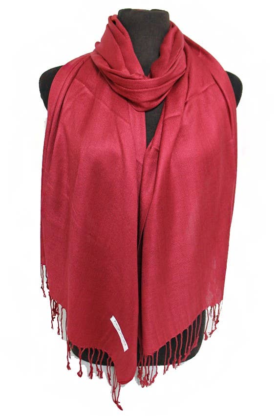 Luxury Solid Faux Pashmina Shawls & Scarves: Black