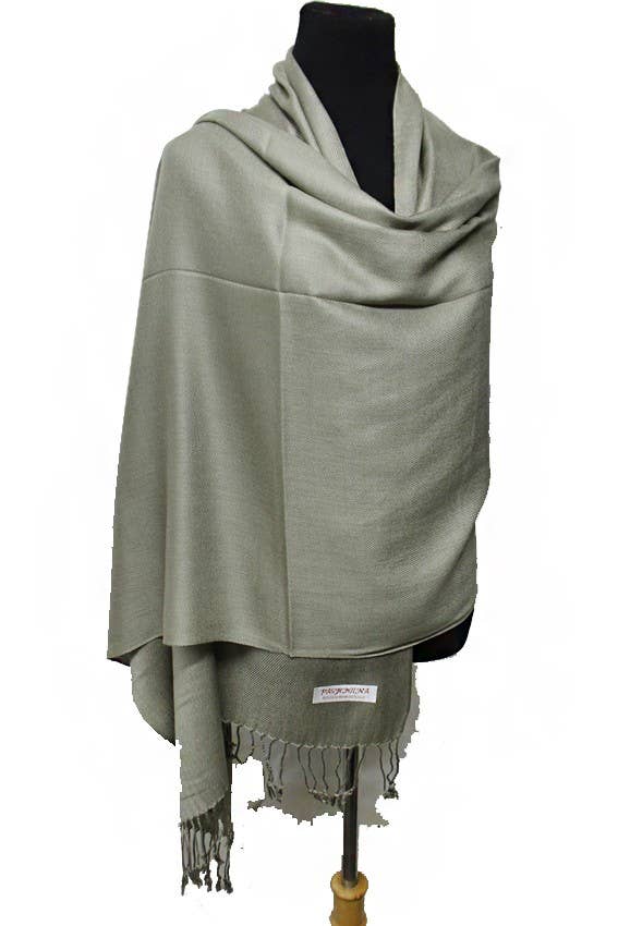 Luxury Solid Faux Pashmina Shawls & Scarves: Black