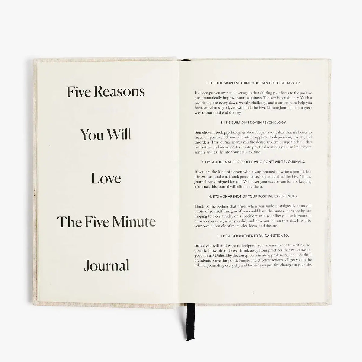 The Five Minute Journal Black - Daily Guided Gratitude