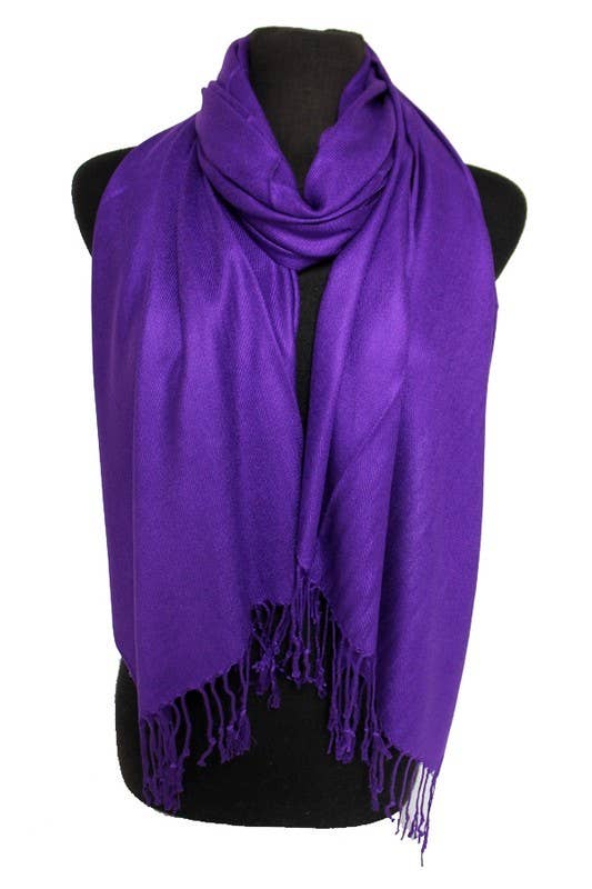 Luxury Solid Faux Pashmina Shawls & Scarves: Black