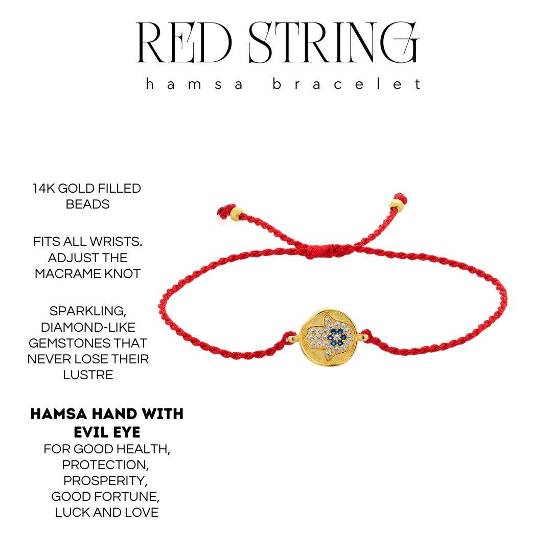 Red String Bracelet Hamsa Design Unisex