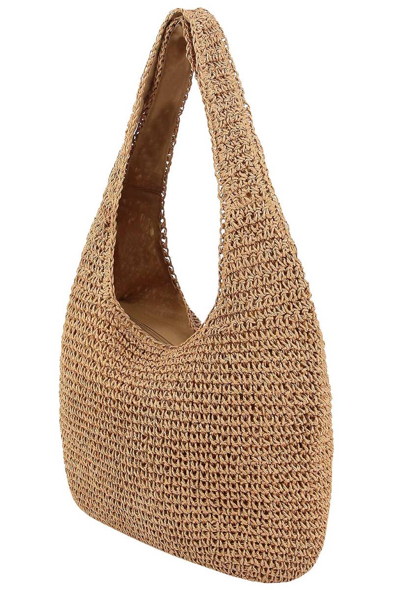 Crochet Woven Rattan Straw Wicker Hobo Bag