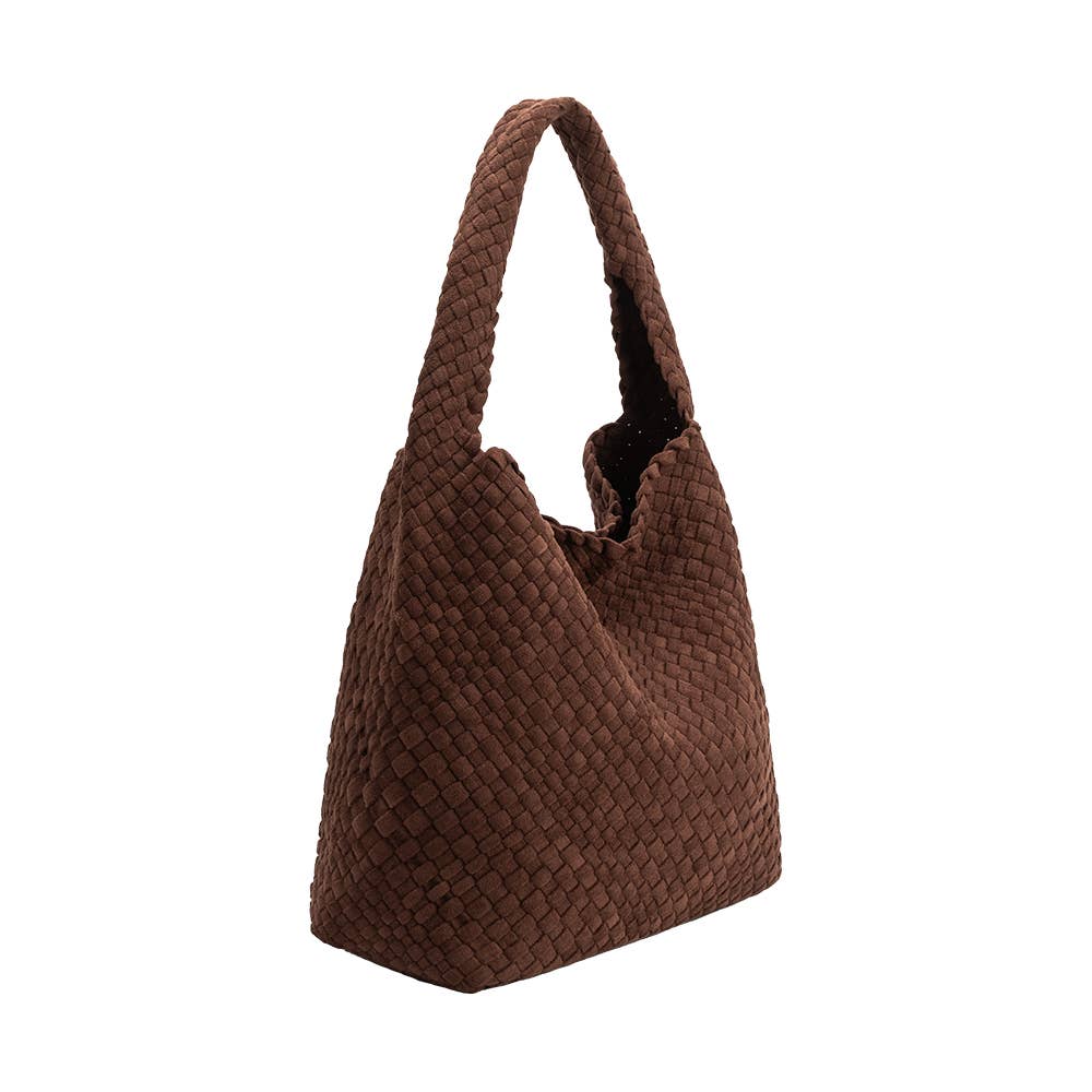 Johanna Tobacco Suede Vegan Leather Shoulder Bag