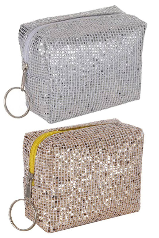 Metallic Bling Glitter Cubic Coin Pouch Bag