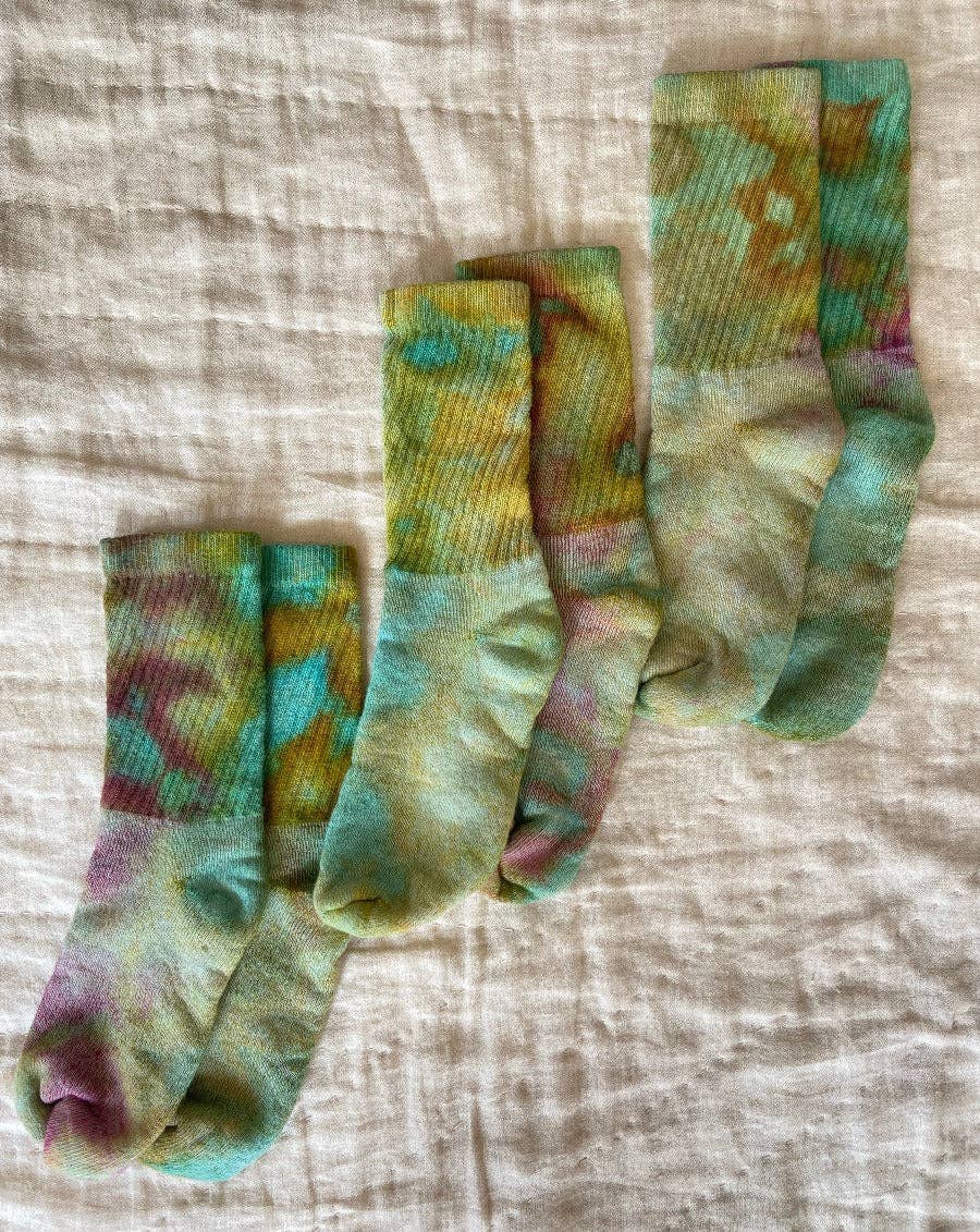 Hand Dyed Organic Cotton Crew Socks: Slate / Small (8-10),