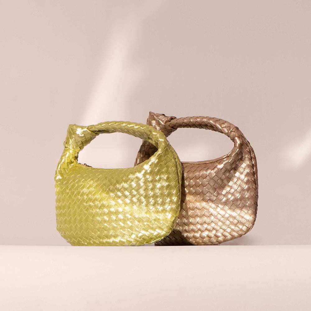 Drew Small Metallic Lime Recycled Vegan Top Handle Bag