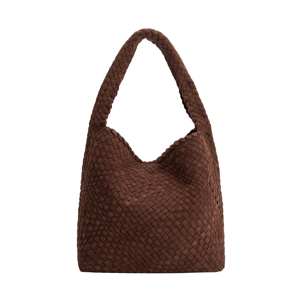 Johanna Tobacco Suede Vegan Leather Shoulder Bag
