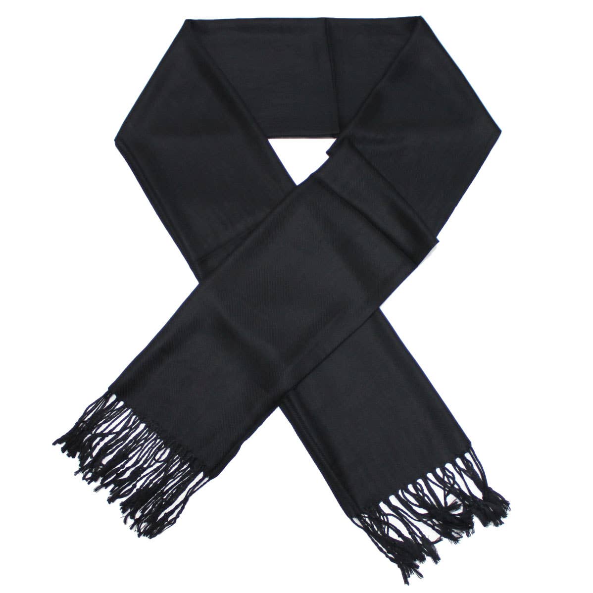 Luxury Solid Faux Pashmina Shawls & Scarves: Black