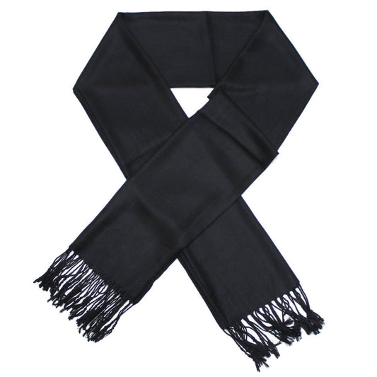 Luxury Solid Faux Pashmina Shawls & Scarves: Black