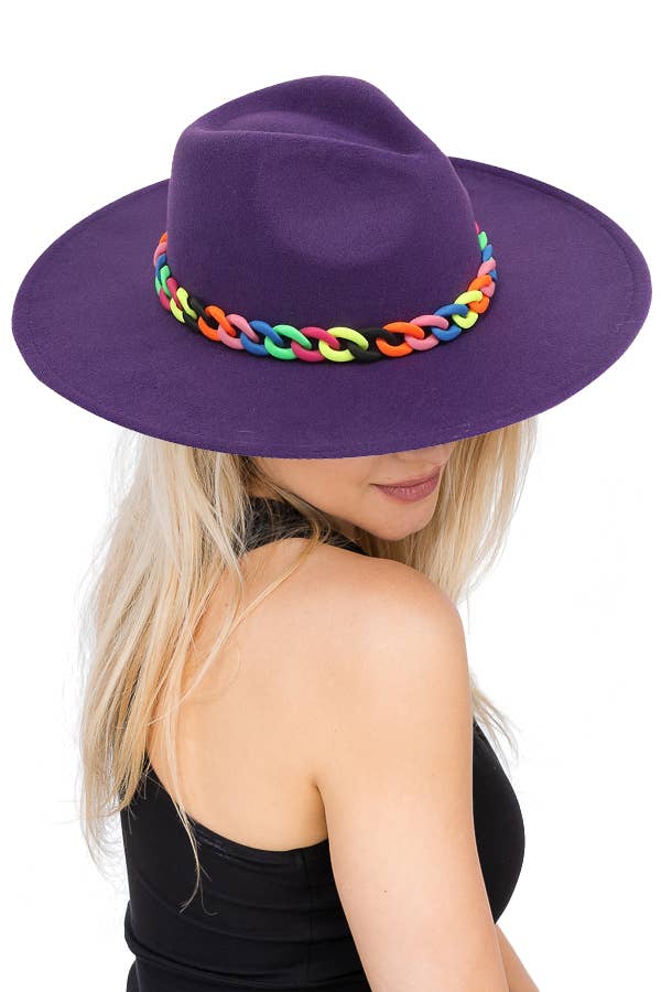 Rainbow Pride Cuban Link Chain Rancher Hat