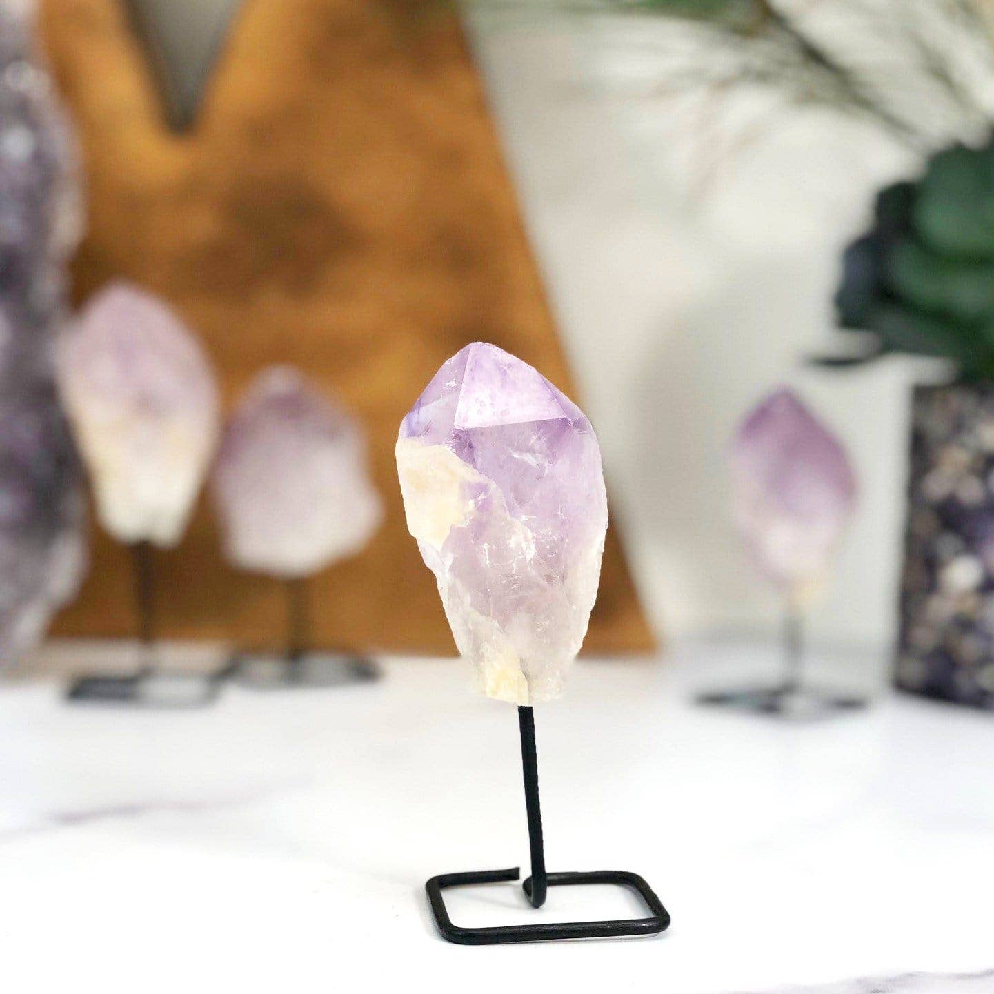 Natural Stone Crystal on Metal Stand