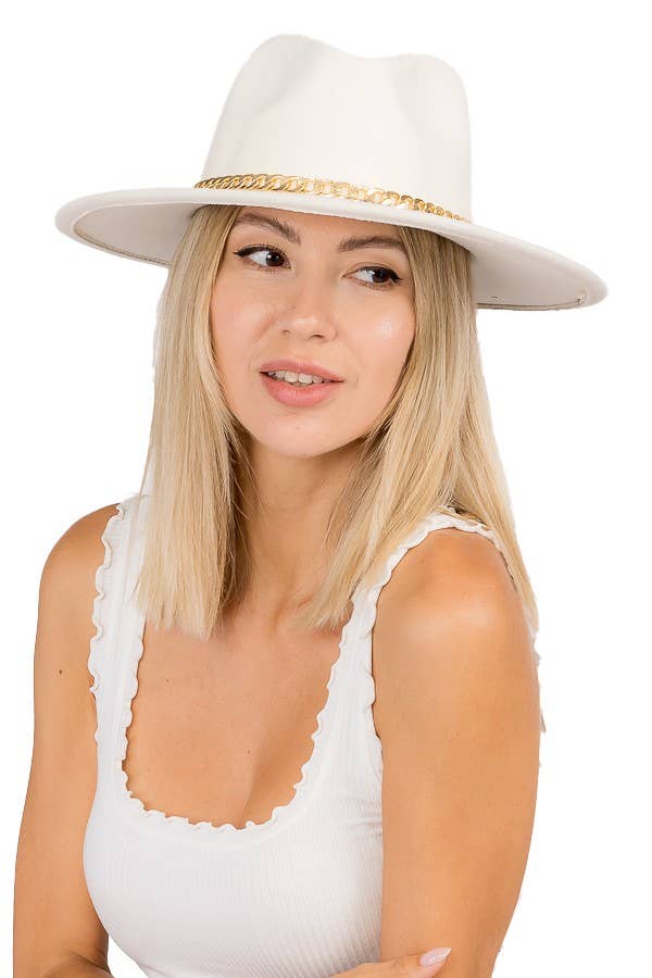 Boho Chic Gold Chain Rancher Felt Hat