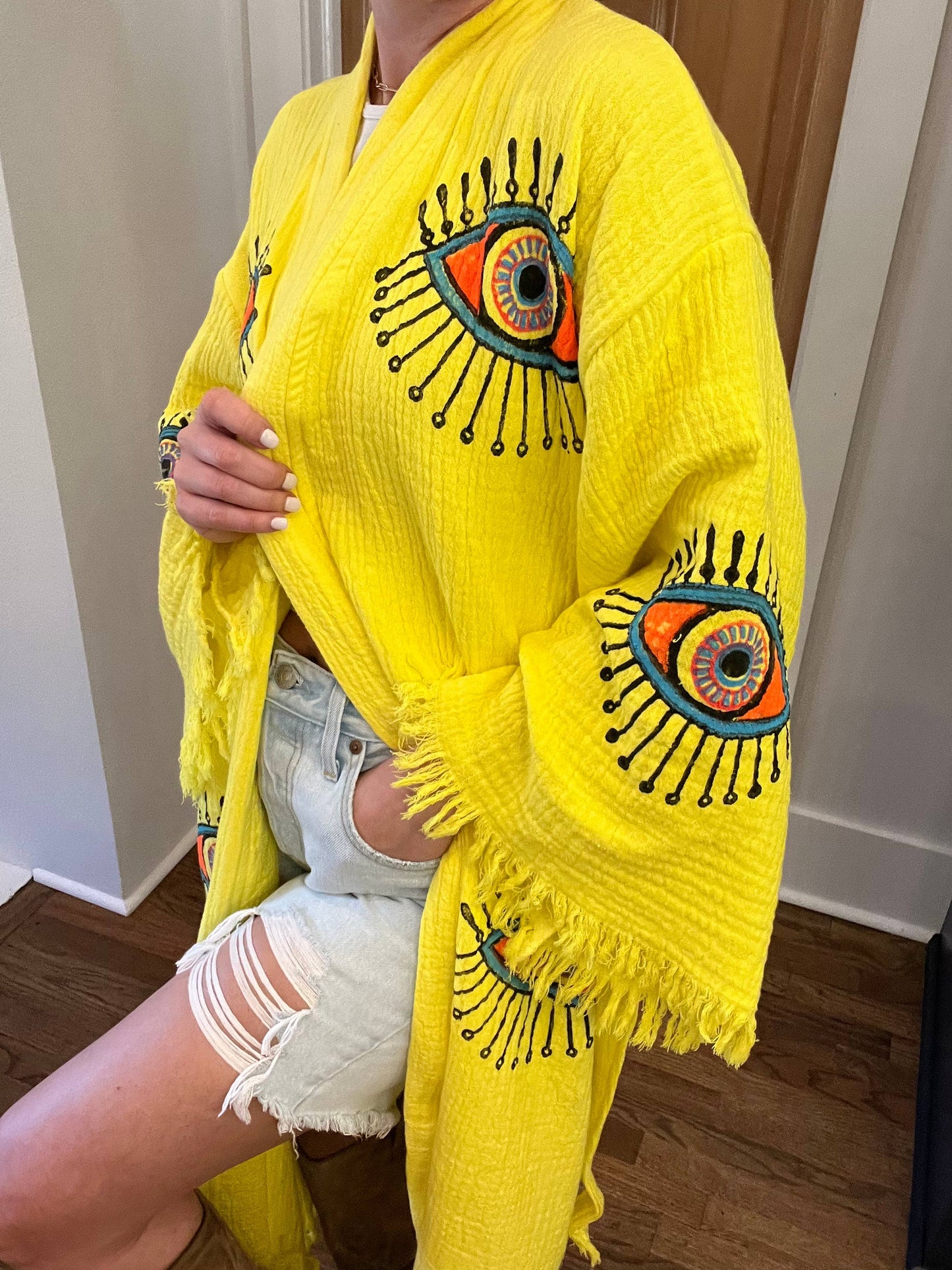 Yellow Multi Eye Kaftan