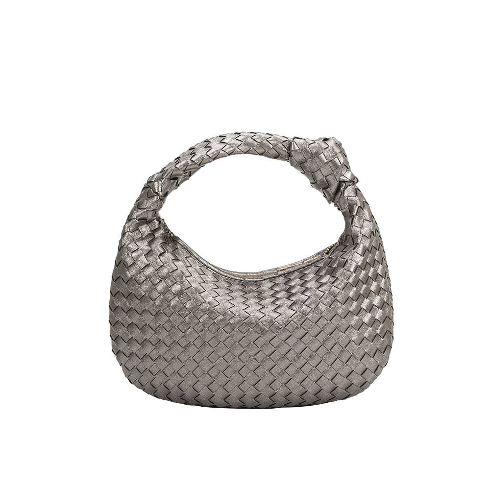 Drew Small Metallic Pewter Recycled Vegan Top Handle Bag