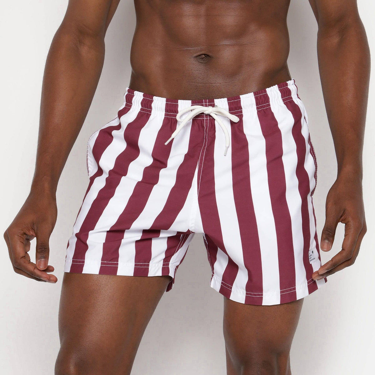 Red Stripes Swim Short: Red / XL (34-35)
