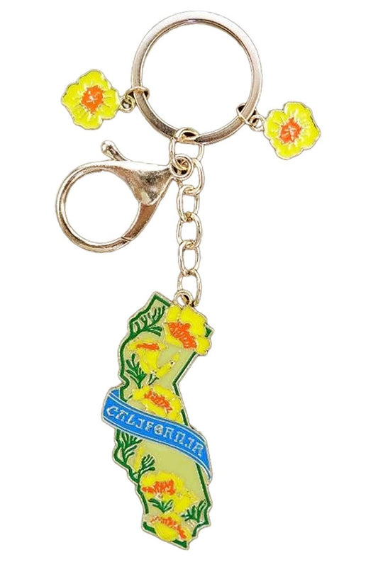 California State Poppy Flower Metal Key Chain