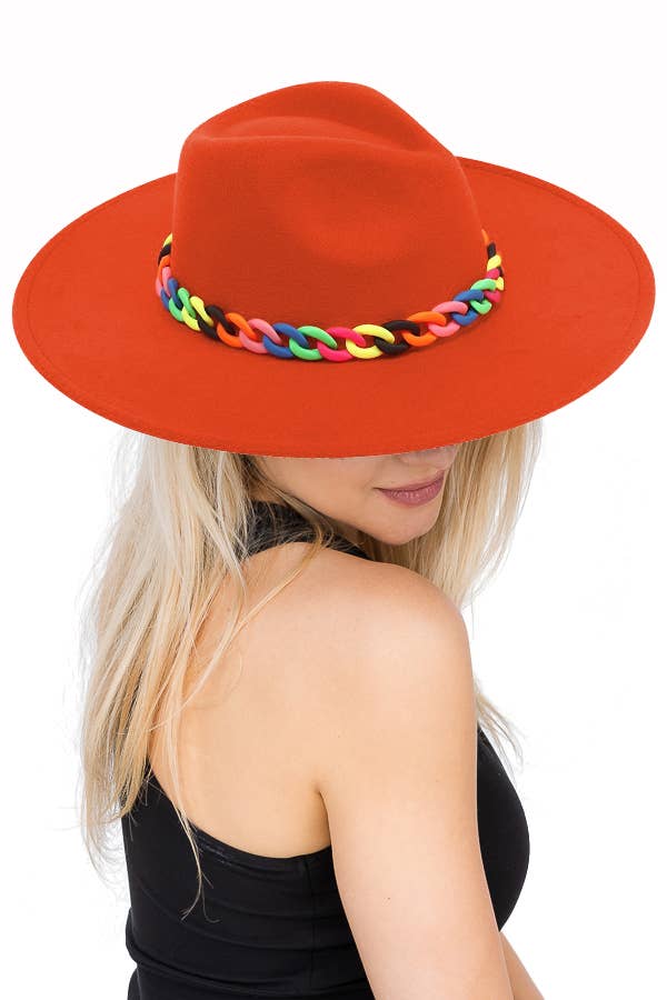 Rainbow Pride Cuban Link Chain Rancher Hat