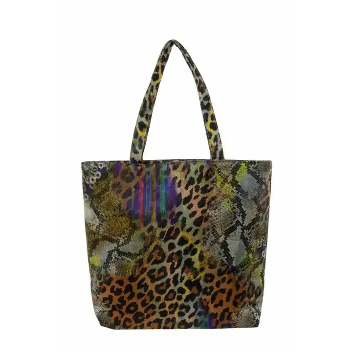Mixed Leopard Animal Print Tote Bag: Multi
