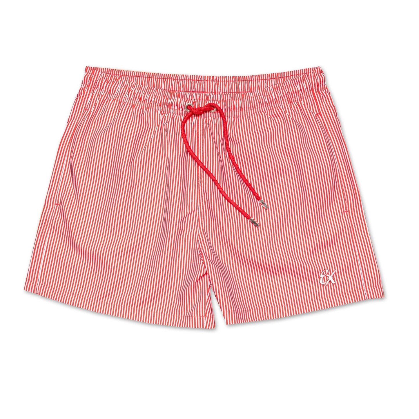 Men's Striped Slim Fit Swim Trunks - Red
